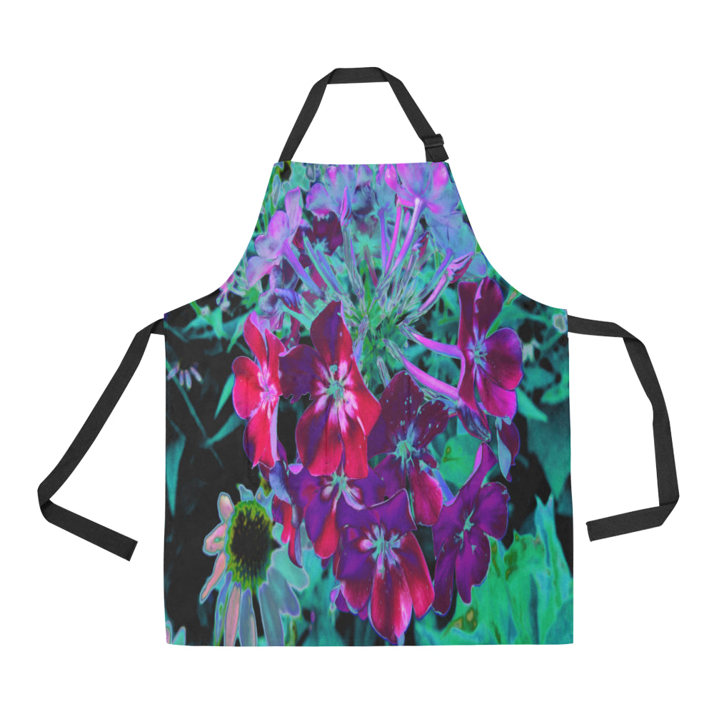Apron with Pockets, Dramatic Red, Purple and Pink Garden Flower