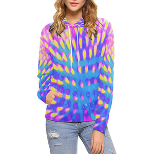 Hoodies for Women, Pink, Blue and Yellow Abstract Coneflower