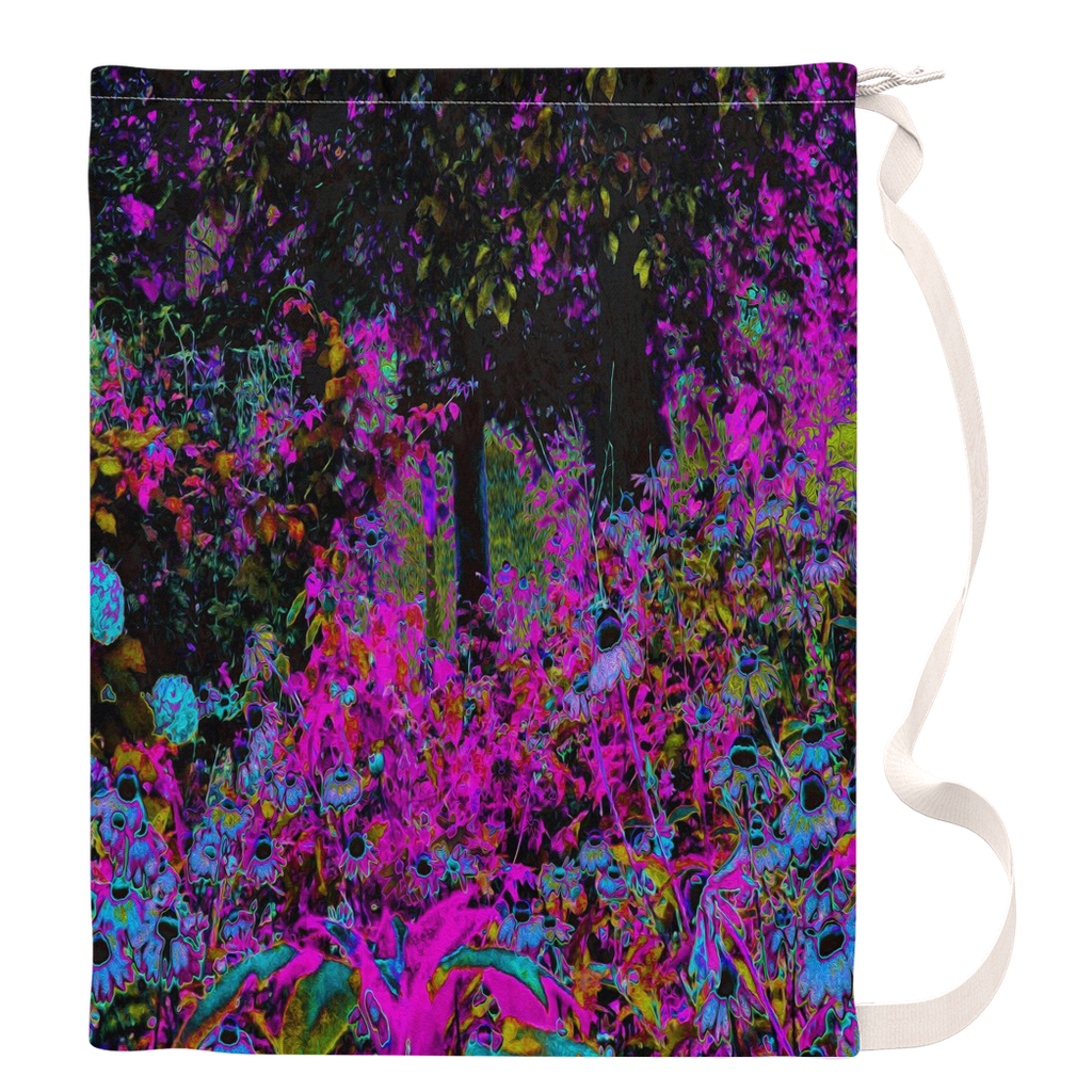 Laundry Bags Large Unique, Psychedelic Hot Pink and Black Garden Sunrise