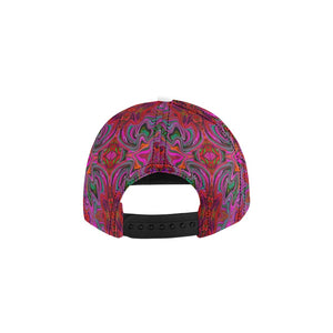 Snapback Hats, Cool Trippy Magenta, Red and Green Wavy Pattern