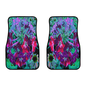 Car Floor Mats - Dramatic Red, Purple and Pink Garden Flower - Front Set of 2