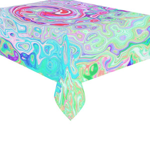 Tablecloths for Rectangle Tables, Groovy Abstract Retro Pink and Green Swirl
