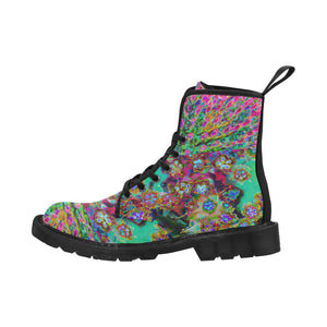 Boots for Women, Psychedelic Abstract Groovy Purple Sedum