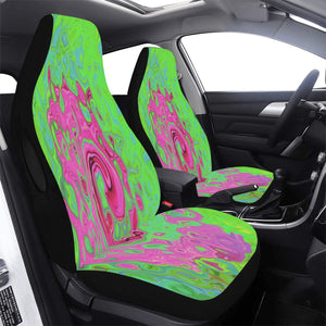 Car Seat Covers, Groovy Abstract Green and Red Lava Liquid Swirl