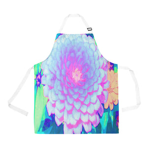 Apron with Pockets, Pretty Purple and Pink Zinnia in the Summer Garden