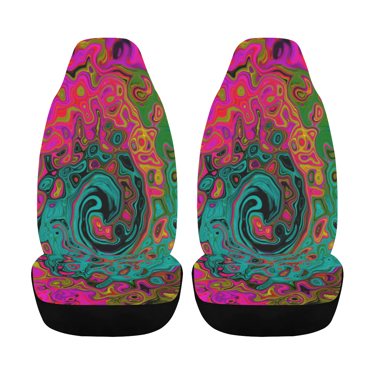 Car Seat Covers, Trippy Turquoise Abstract Retro Liquid Swirl