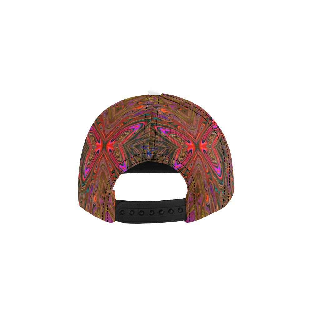 Snapback Hats, Abstract Trippy Orange and Magenta Butterfly