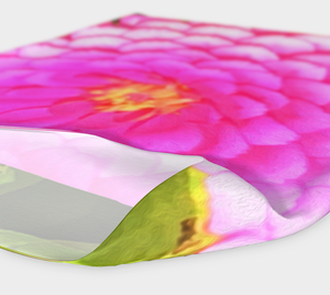 Wide Fabric Headband, Pretty Round Pink Zinnia in the Summer Garden, Face Covering