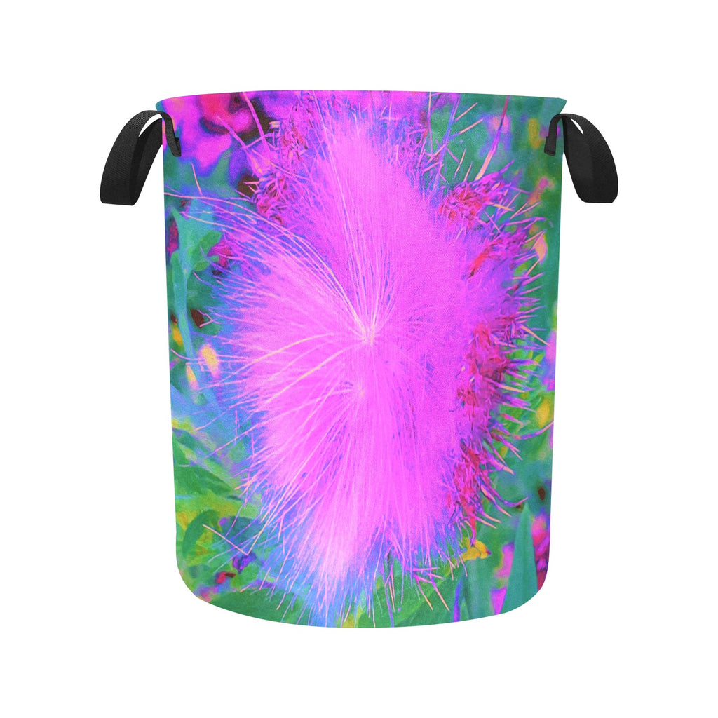 Fabric Laundry Basket with Handles, Psychedelic Nature Ultra-Violet Purple Milkweed