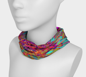 Wide Fabric Headband, Psychedelic Teal Blue Abstract Decorative Dahlia, Face Covering