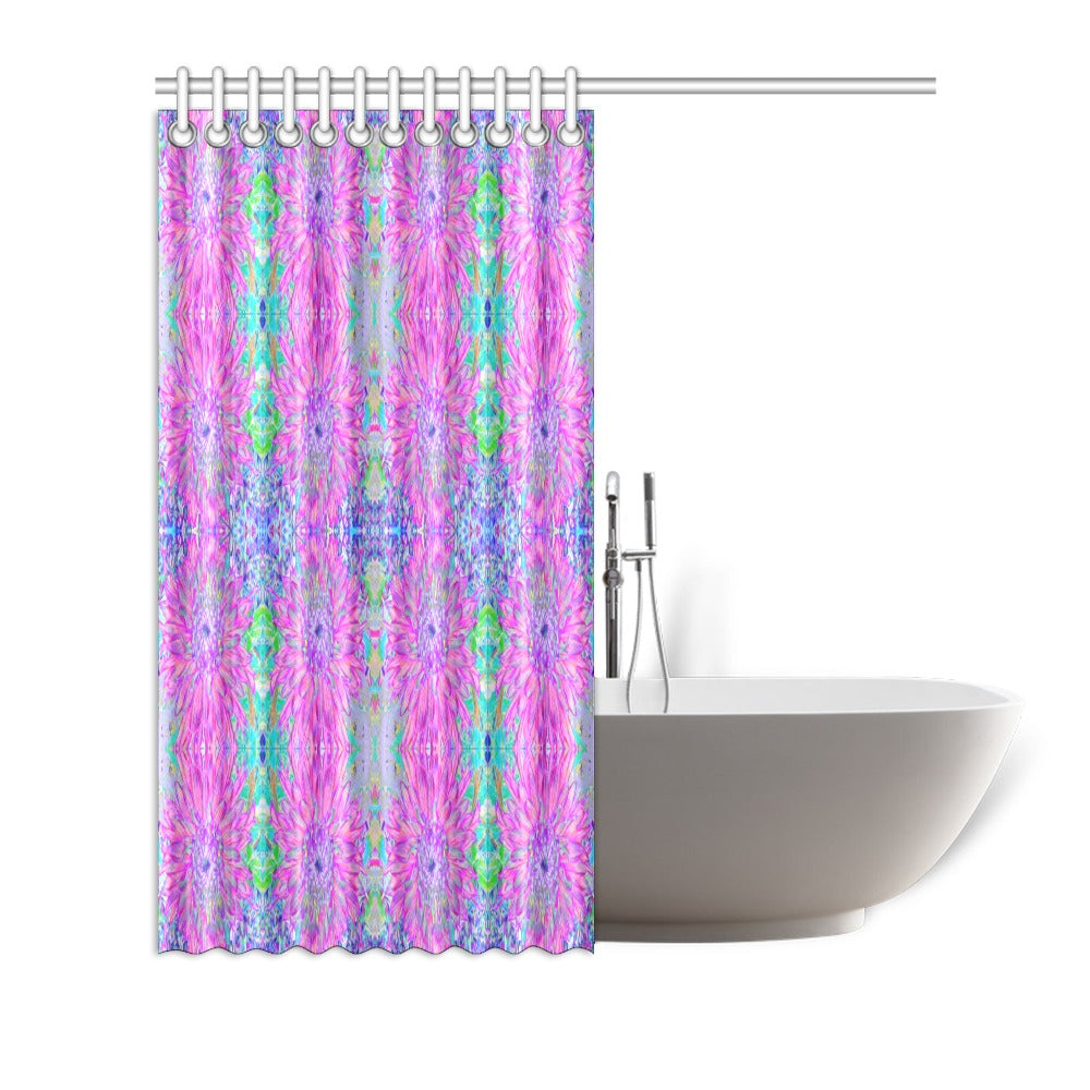 Shower Curtains, Cool Magenta, Pink and Purple Dahlia Pattern