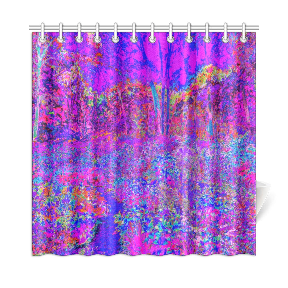 Shower Curtains, Psychedelic Impressionistic Purple Garden Landscape