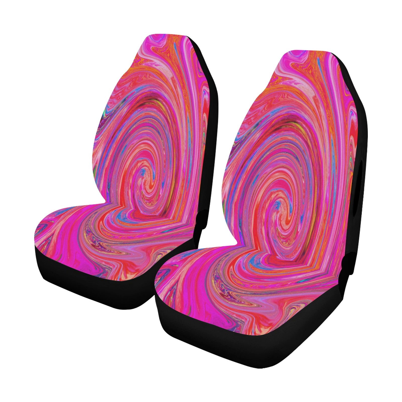 Car Seat Covers - Groovy Abstract Retro Red and Magenta Swirl