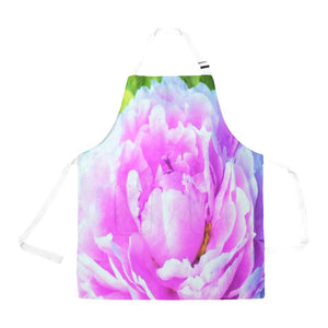 Apron with Pockets, Stunning Double Pink Peony Flower Detail