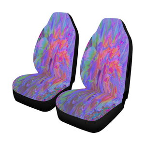 Car Seat Covers, Elegant Psychedelic Decorative Dahlia Flower