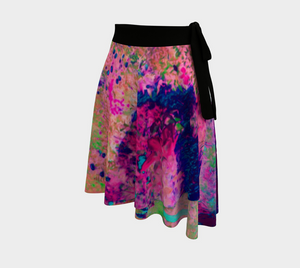 Artsy Wrap Skirt, Impressionistic Purple and Hot Pink Garden Landscape