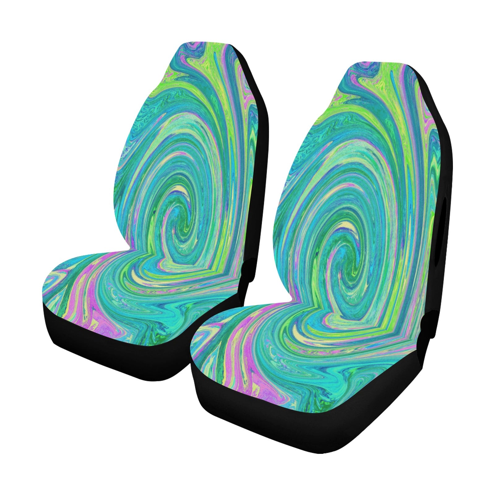 Car Seat Covers - Groovy Abstract Retro Aquamarine Swirl