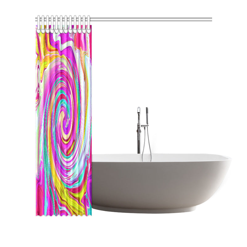 Shower Curtains, Colorful Fiesta Swirl Retro Abstract Design