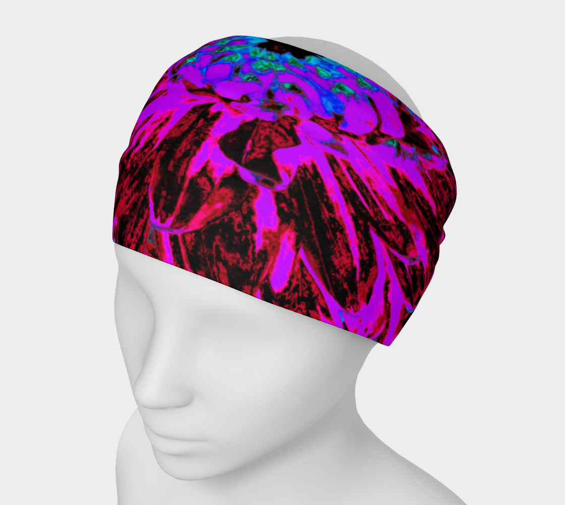 Wide Fabric Headbands, Dramatic Crimson Red, Purple and Black Dahlia