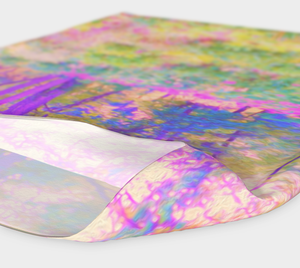 Wide Fabric Headband, Illuminated Pink and Coral Impressionistic Landscape, Face Covering