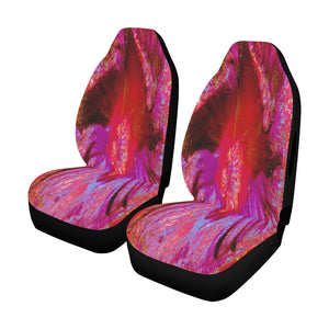 Car Seat Covers, Psychedelic Trippy Retro Red Hibiscus Flower
