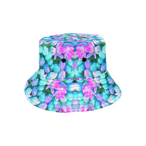 Bucket Hats, Blue and Hot Pink Succulent Sedum Flowers Detail