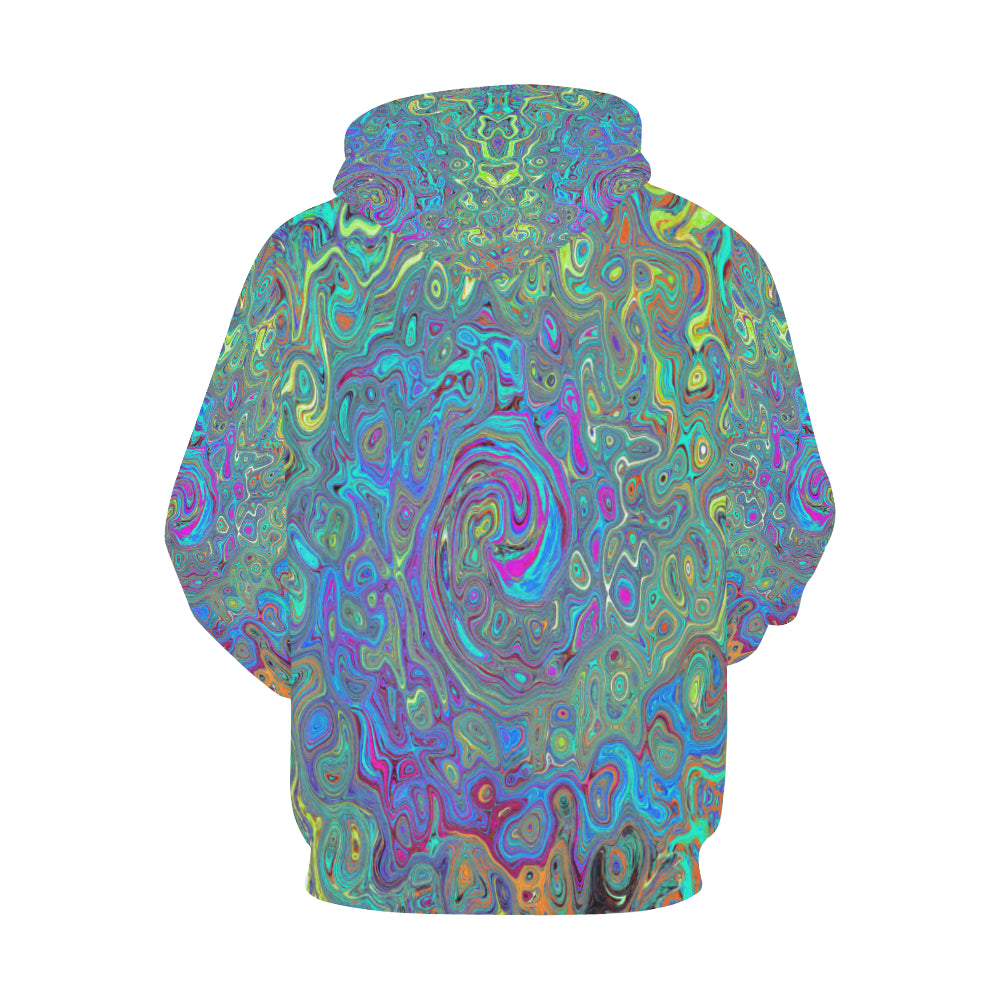 Hoodies for Women, Magenta, Blue and Sea Foam Green Retro Swirl