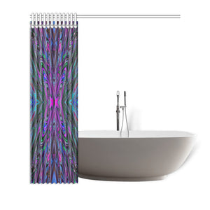 Shower Curtains, Trippy Magenta, Blue and Green Abstract Butterfly