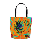 Tote Bags, Aquamarine and Orange Succulent Sedum Rosette