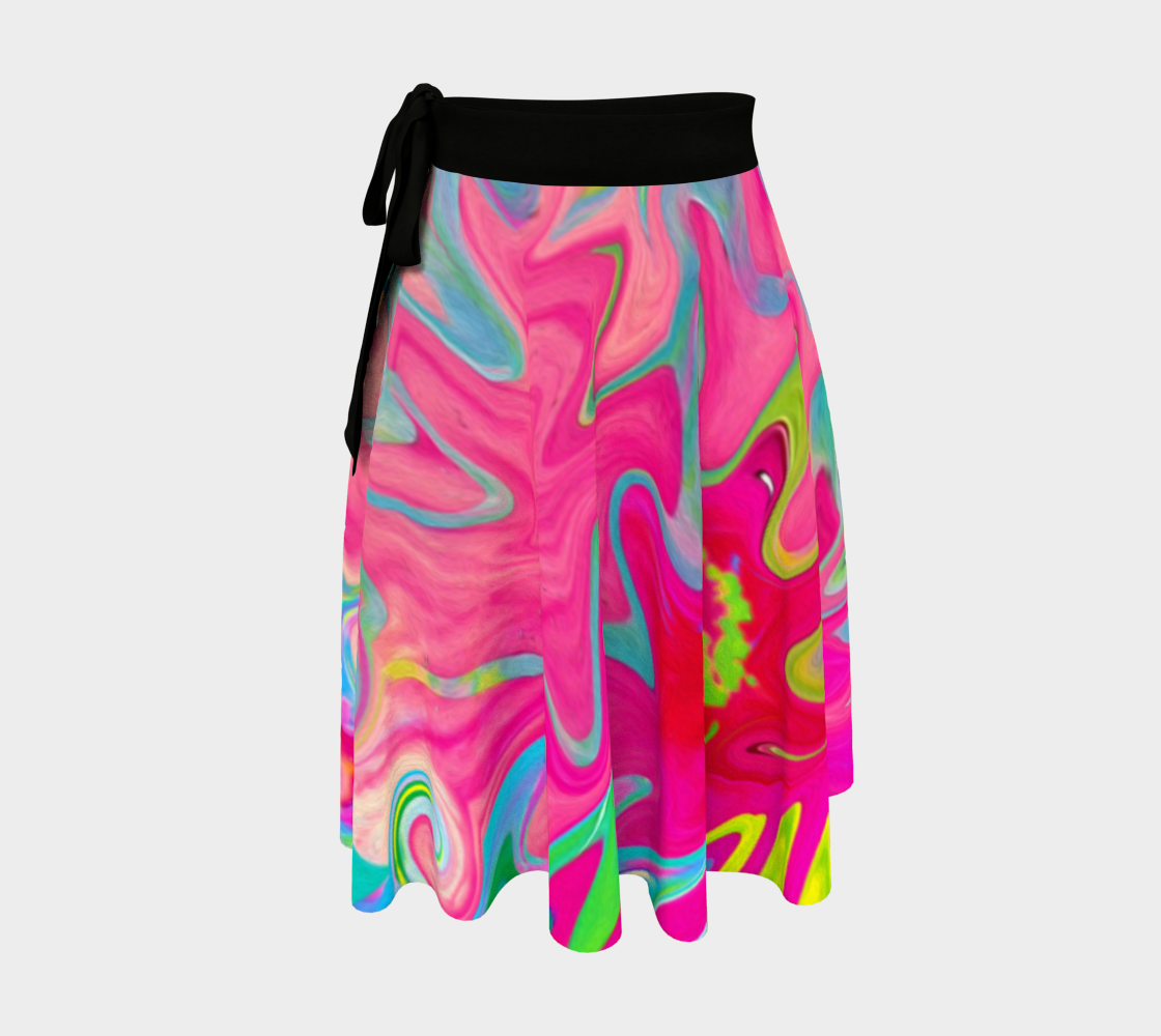 Artsy Wrap Skirt, Colorful Flower Garden Abstract Collage