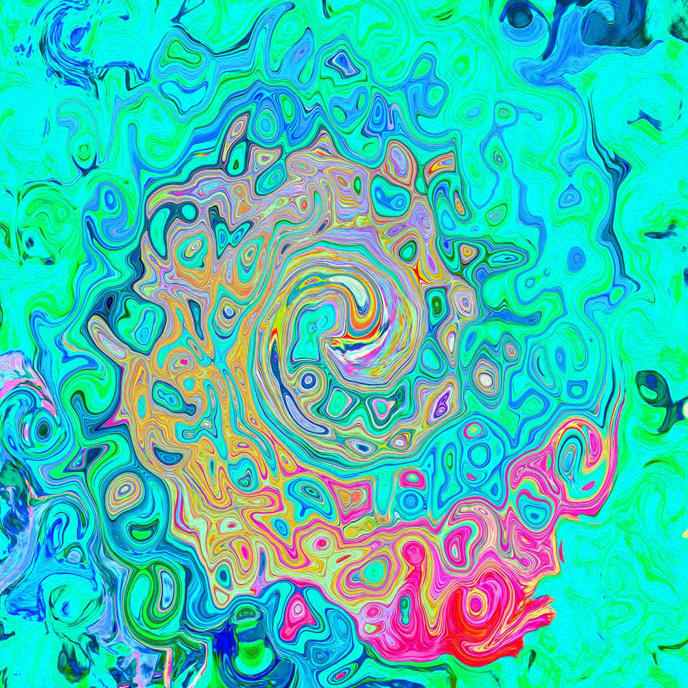 Kid's Leggings, Groovy Abstract Retro Rainbow Liquid Swirl