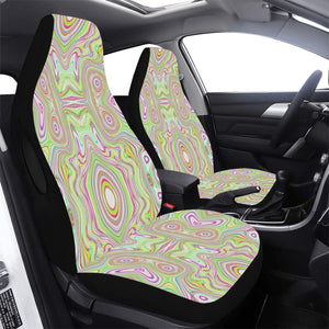 Car Seat Covers, Trippy Retro Pink and Lime Green Abstract Pattern