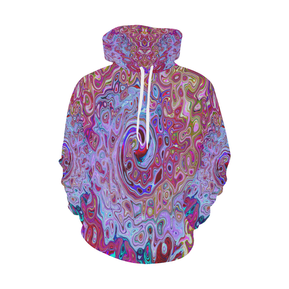 Hoodies for Women, Retro Groovy Abstract Lavender and Magenta Swirl