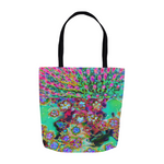 Tote Bags, Psychedelic Abstract Groovy Purple Sedum