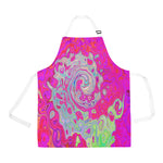 Apron with Pockets, Groovy Abstract Teal Blue and Red Swirl