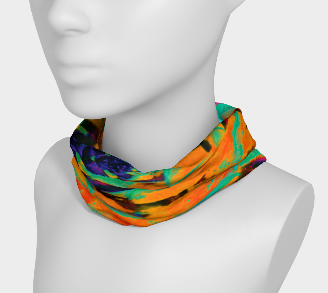Neck Gaiter Headbands , Aquamarine and Orange Succulent Sedum Rosette