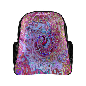 Backpack, Retro Groovy Abstract Lavender and Magenta Swirl - Faux Leather