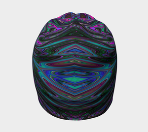 Beanie Hats, Trippy Magenta, Blue and Green Abstract Butterfly