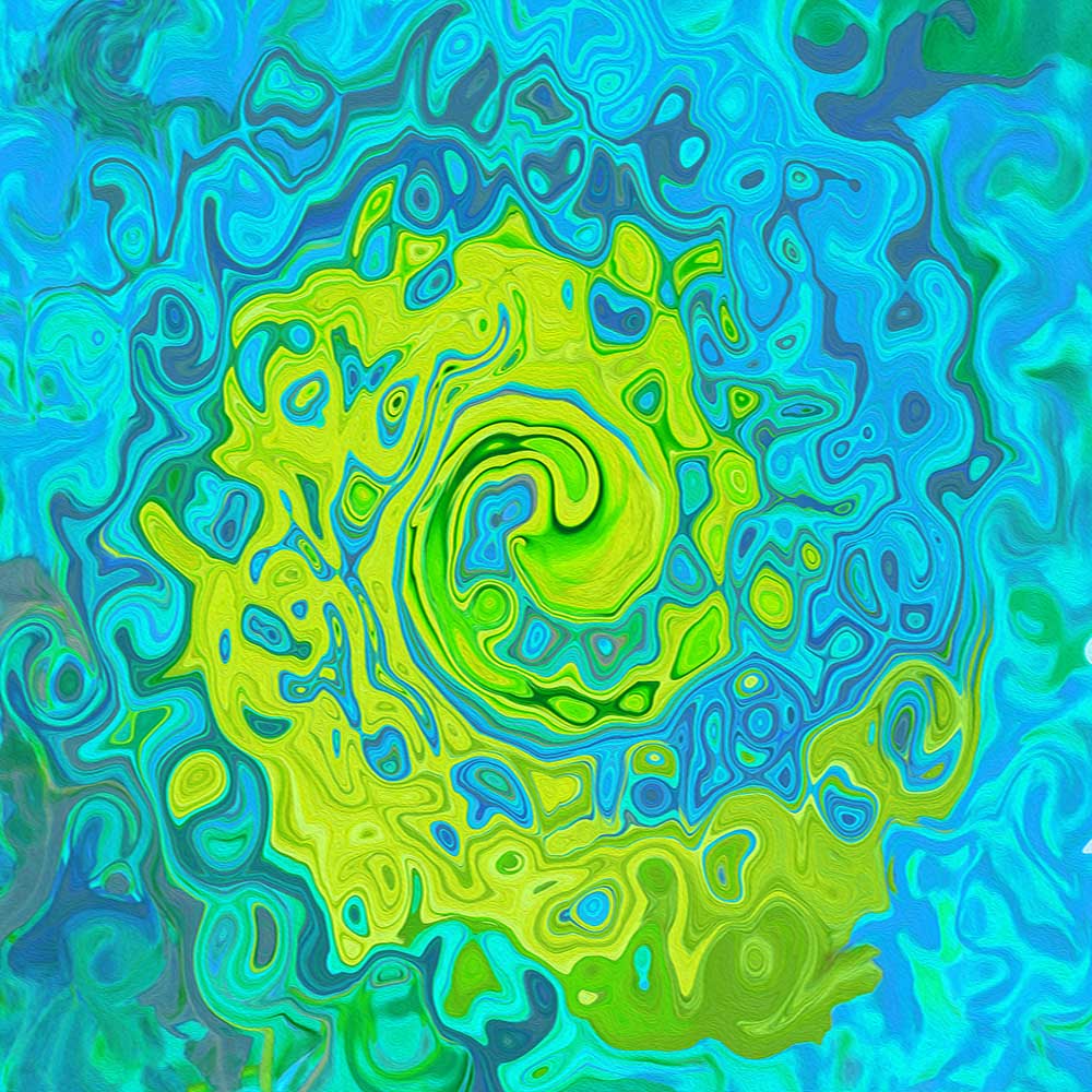 Capri Leggings, Groovy Chartreuse and Aquamarine Liquid Swirl
