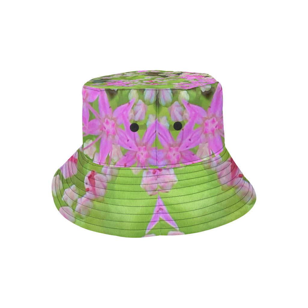 Bucket Hat, Hot Pink Succulent Sedum with Fleshy Green Leaves, Colorfu ...