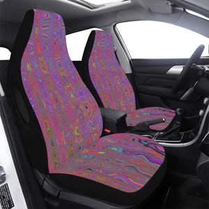 Car Seat Covers | Psychedelic Groovy Magenta Retro Atomic Waves