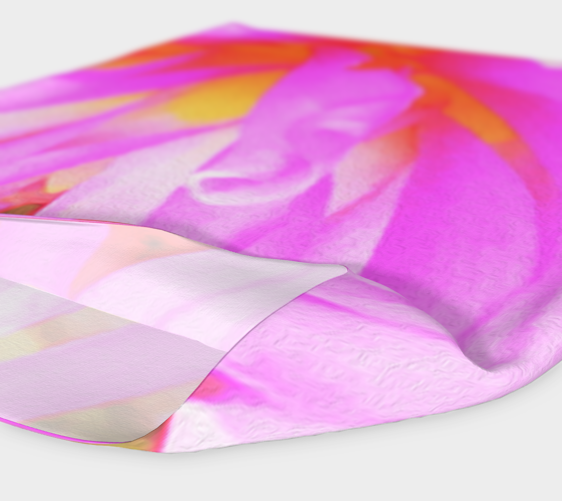 Wide Fabric Headband, Fiery Hot Pink and Yellow Cactus Dahlia Flower, Face Covering