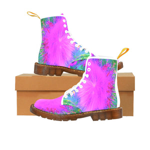 Boots for Women, Psychedelic Nature Ultra-Violet Purple Milkweed - White
