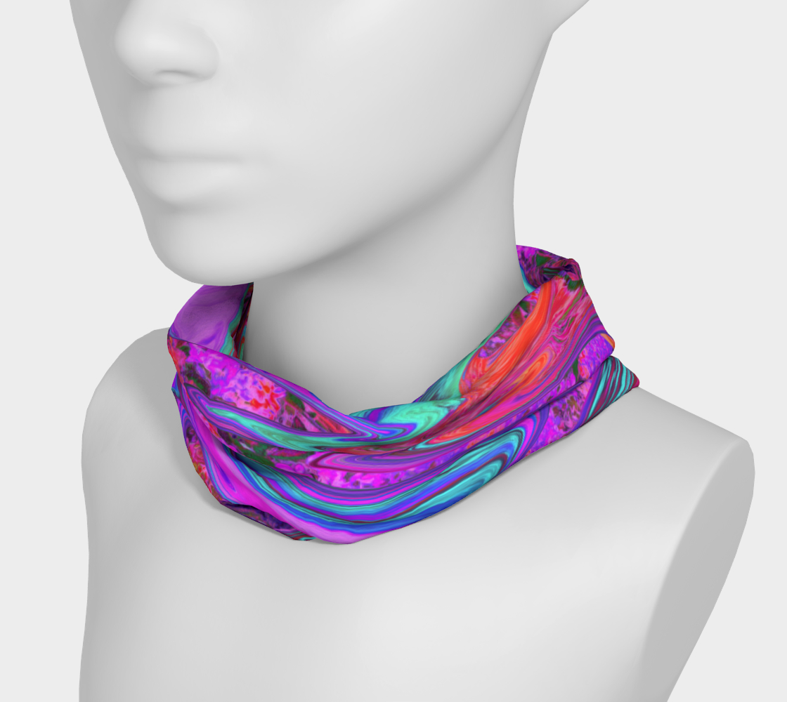 Wide Fabric Headbands, Retro Purple, Blue and Orange Abstract Liquid Art