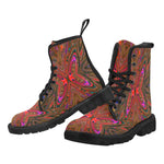 Boots for Women, Abstract Trippy Orange and Magenta Butterfly - Black