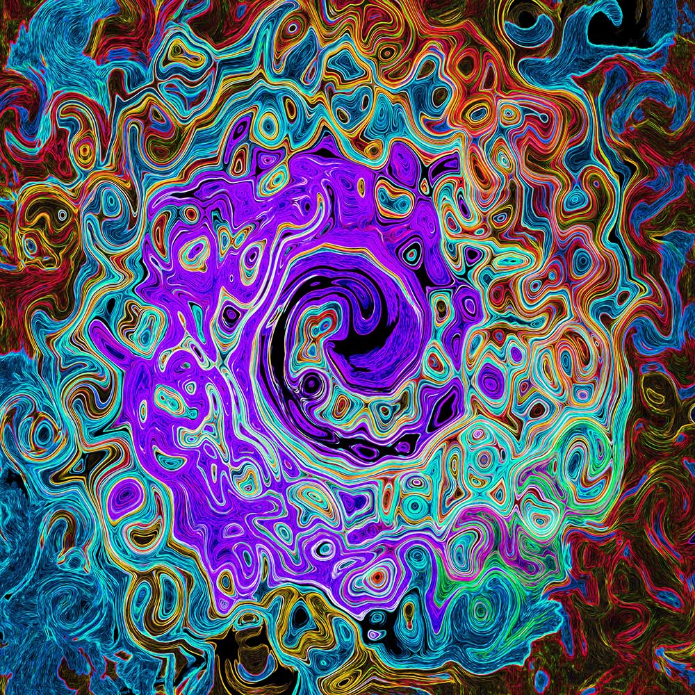 Men's Leggings, Purple Colorful Groovy Abstract Retro Liquid Swirl