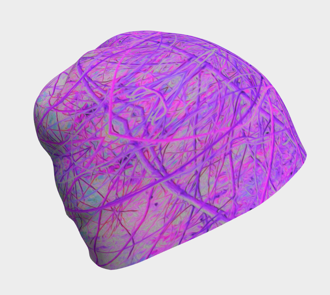 Beanie Hats, Hot Pink and Purple Abstract Branch Pattern