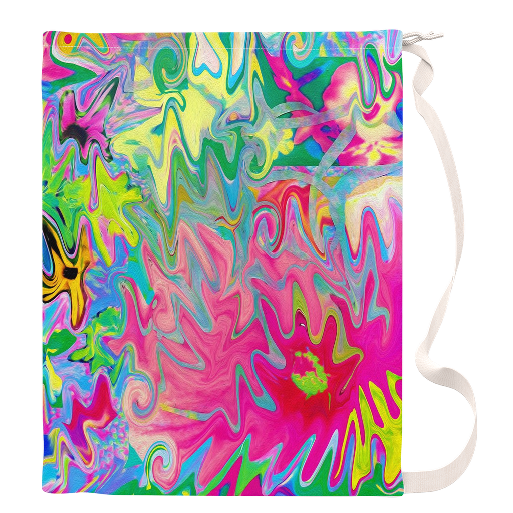 Large Laundry Bags, Colorful Flower Garden Abstract Collage
