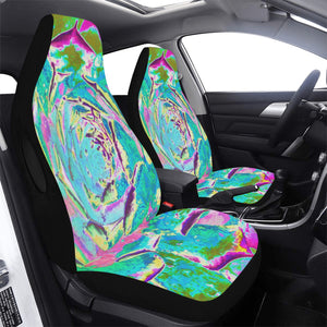 Car Seat Covers - Aqua and Magenta Succulent Sedum Rosette