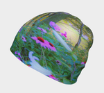 Beanie Hat, Bright Sunrise with Pink Coneflowers in My Rubio Garden